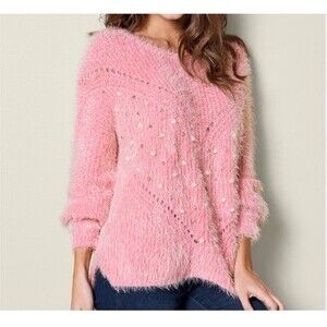 VENUS Pearl Detail Cozy Sweater NWOT Pink Size M